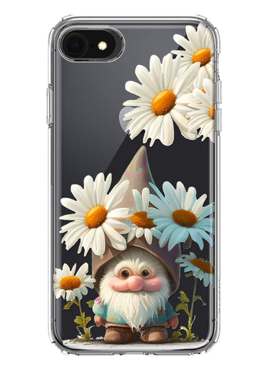 Apple iPhone SE 2nd 3rd Generation Cute Gnome White Daisy Flowers Floral Hybrid Protective Phone Case Cover