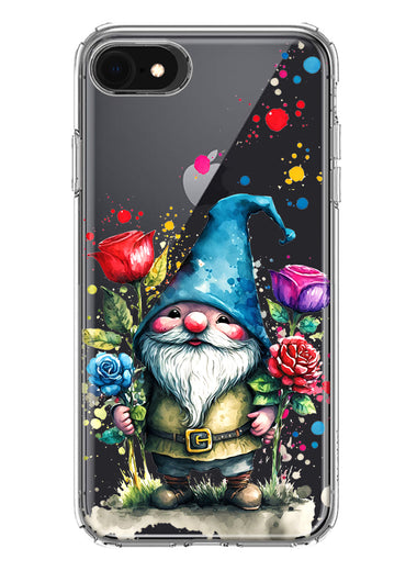 Apple iPhone SE 2nd 3rd Generation Gnome Red Purple Blue Roses Garden Hybrid Protective Phone Case Cover