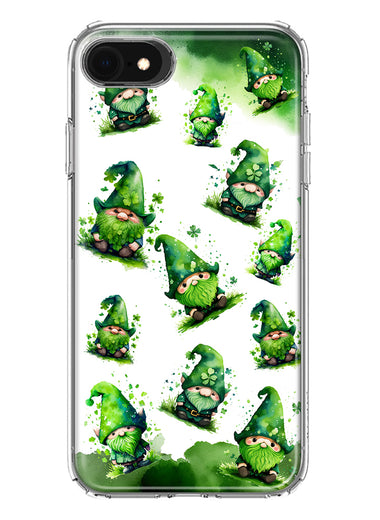 Apple iPhone SE 2nd 3rd Generation Gnomes Shamrock Lucky Green Clover St. Patrick Hybrid Protective Phone Case Cover