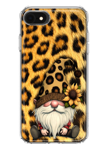 Apple iPhone SE 2nd 3rd Generation Gnome Sunflower Leopard Hybrid Protective Phone Case Cover