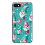 Apple iPhone SE 2nd 3rd Generation Turquoise Pink Hearts Gnomes Hybrid Protective Phone Case Cover