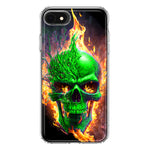 Apple iPhone 6/7/8/SE 2020/SE 3 2022 Green Flaming Skull Burning Fire Double Layer Phone Case Cover