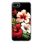 Apple iPhone 6/7/8/SE 2020/SE 3 2022 Pink Red Hibiscus Wild Flowers Floral Hybrid Protective Phone Case Cover