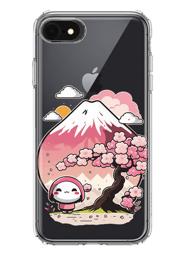 Apple iPhone 6/7/8/SE 2020/SE 3 2022 Kawaii Manga Pink Cherry Blossom Fuji Mountain Mochi Girl Hybrid Protective Phone Case Cover