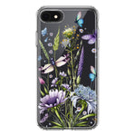 Apple iPhone SE 2nd 3rd Generation Lavender Dragonfly Butterflies Spring Flowers Hybrid Protective Phone Case Cover