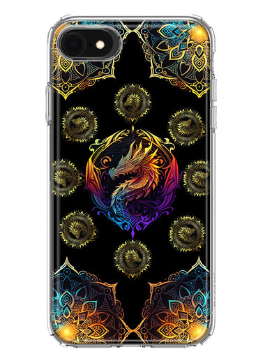 Apple iPhone SE 2nd 3rd Generation Mandala Geometry Abstract Dragon Pattern Hybrid Protective Phone Case Cover