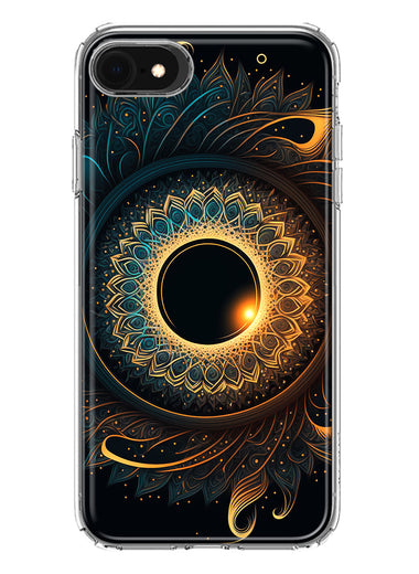 Apple iPhone SE 2nd 3rd Generation Mandala Geometry Abstract Eclipse Pattern Hybrid Protective Phone Case Cover