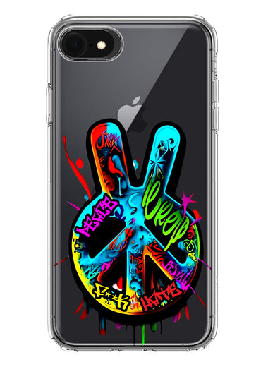 Apple iPhone SE 2nd 3rd Generation Peace Graffiti Painting Art Hybrid Protective Phone Case Cover