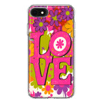 Apple iPhone SE 2nd 3rd Generation Pink Daisy Love Graffiti Painting Art Hybrid Protective Phone Case Cover