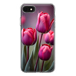 Apple iPhone 6/7/8/SE 2020/SE 3 2022 Pink Tulip Flowers Floral Hybrid Protective Phone Case Cover