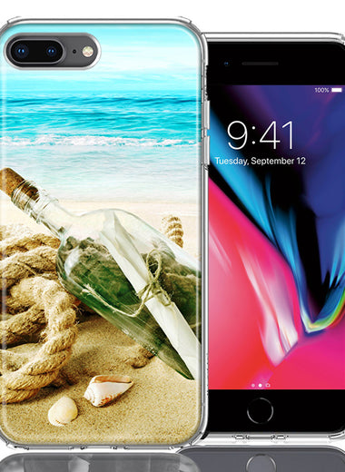 Apple iPhone 7/8 Plus Beach Message Bottle Design Double Layer Phone Case Cover
