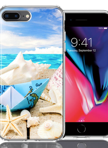 Apple iPhone 7/8 Plus Beach Paper Boat Design Double Layer Phone Case Cover