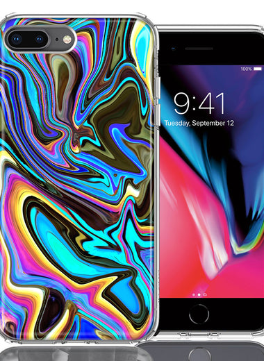 Apple iPhone 7/8 Plus Blue Paint Swirl Design Double Layer Phone Case Cover