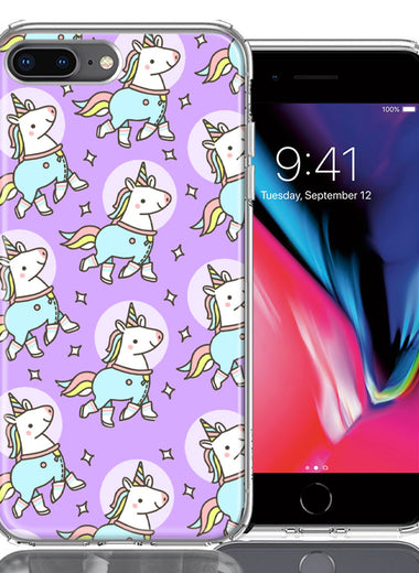 Apple iPhone 7/8 Plus Cute Unicorns Purple Design Double Layer Phone Case Cover