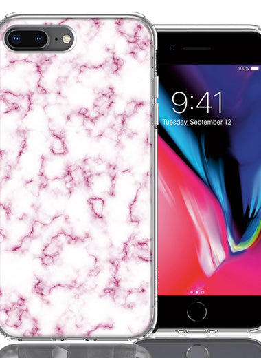 Apple iPhone 7/8 Plus Pink Marble Design Double Layer Phone Case Cover