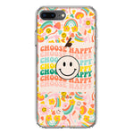Apple iPhone 8 Plus Choose Happy Smiley Face Retro Vintage Groovy 70s Style Hybrid Protective Phone Case Cover