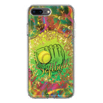 Apple iPhone 8 Plus Love Softball Girls Glove Green Tie Dye Swirl Paint Hybrid Protective Phone Case Cover