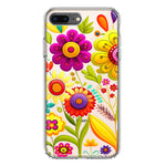 Apple iPhone 8 Plus Colorful Yellow Pink Folk Style Floral Vibrant Spring Flowers Hybrid Protective Phone Case Cover
