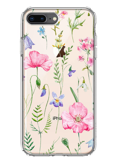 Apple iPhone 8 Plus Spring Pastel Wild Flowers Summer Classy Elegant Beautiful Hybrid Protective Phone Case Cover