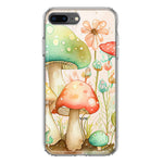 Apple iPhone 8 Plus Fairytale Watercolor Mushrooms Pastel Spring Flowers Floral Hybrid Protective Phone Case Cover