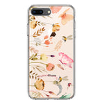 Apple iPhone 8 Plus Peach Meadow Wildflowers Butterflies Bees Watercolor Floral Hybrid Protective Phone Case Cover