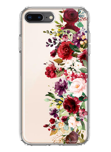 Apple iPhone 8 Plus Red Summer Watercolor Floral Bouquets Ruby Flowers Hybrid Protective Phone Case Cover
