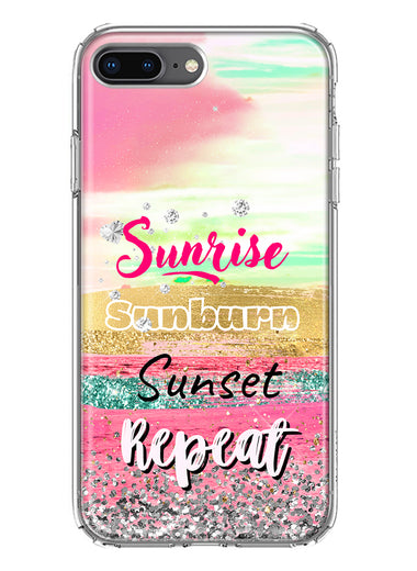 Apple iPhone 8 Plus Summer Brush Strokes Sunrise Sunburn Sunset Repeat Hybrid Protective Phone Case Cover