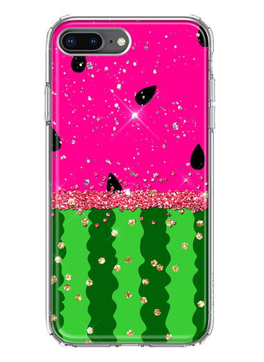 Apple iPhone 8 Plus Summer Watermelon Sugar Vacation Tropical Fruit Pink Green Hybrid Protective Phone Case Cover