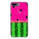 Apple iPhone 8 Plus Summer Watermelon Sugar Vacation Tropical Fruit Pink Green Hybrid Protective Phone Case Cover