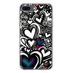 Apple iPhone 8 Plus Black White Hearts Love Graffiti Hybrid Protective Phone Case Cover