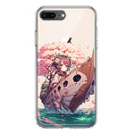 Apple iPhone 8 Plus Kawaii Manga Pink Cherry Blossom Japanese Girl Boat Hybrid Protective Phone Case Cover