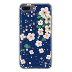 Apple iPhone 8 Plus Kawaii Japanese Pink Cherry Blossom Navy Blue Hybrid Protective Phone Case Cover