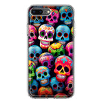Apple iPhone 8 Plus Halloween Spooky Colorful Day of the Dead Skulls Hybrid Protective Phone Case Cover