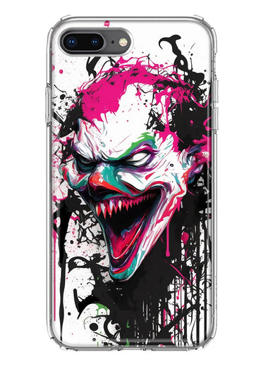 Apple iPhone 8 Plus Evil Joker Face Painting Graffiti Hybrid Protective Phone Case Cover