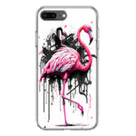 Apple iPhone 8 Plus Pink Flamingo Painting Graffiti Hybrid Protective Phone Case Cover