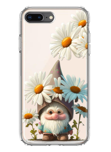 Apple iPhone 8 Plus Cute Gnome White Daisy Flowers Floral Hybrid Protective Phone Case Cover
