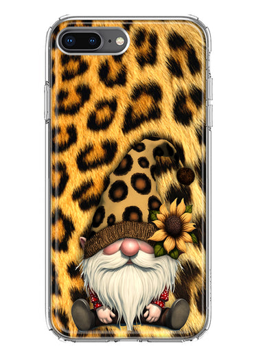 Apple iPhone 8 Plus Gnome Sunflower Leopard Hybrid Protective Phone Case Cover