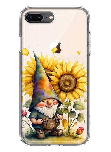 Apple iPhone 8 Plus Cute Gnome Sunflowers Clear Hybrid Protective Phone Case Cover