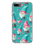 Apple iPhone 8 Plus Turquoise Pink Hearts Gnomes Hybrid Protective Phone Case Cover