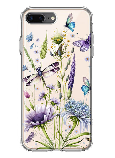 Apple iPhone 8 Plus Lavender Dragonfly Butterflies Spring Flowers Hybrid Protective Phone Case Cover