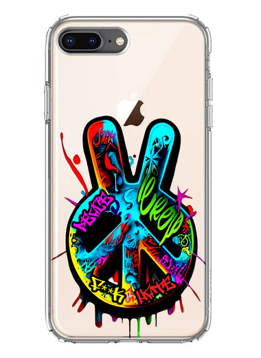 Apple iPhone 8 Plus Peace Graffiti Painting Art Hybrid Protective Phone Case Cover