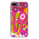 Apple iPhone 8 Plus Pink Daisy Love Graffiti Painting Art Hybrid Protective Phone Case Cover