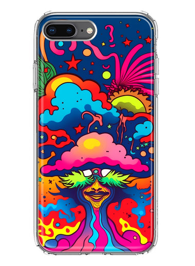 Apple iPhone 8 Plus Neon Rainbow Psychedelic Trippy Hippie Bomb Star Dream Hybrid Protective Phone Case Cover