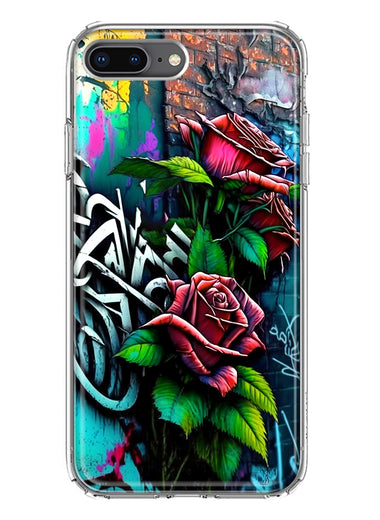 Apple iPhone 8 Plus Red Roses Graffiti Painting Art Hybrid Protective Phone Case Cover
