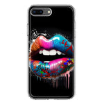 Apple iPhone 8 Plus Colorful Lip Graffiti Painting Art Hybrid Protective Phone Case Cover