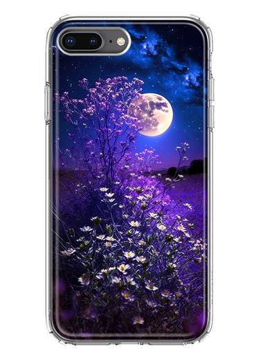 Apple iPhone 8 Plus Spring Moon Night Lavender Flowers Floral Hybrid Protective Phone Case Cover
