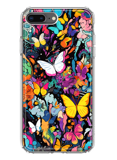 Apple iPhone 8 Plus Psychedelic Trippy Butterflies Pop Art Hybrid Protective Phone Case Cover