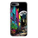 Apple iPhone 8 Plus Urban City Full Moon Graffiti Painting Art Hybrid Protective Phone Case Cover