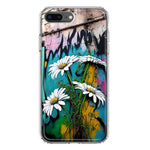 Apple iPhone 8 Plus White Daisies Graffiti Wall Art Painting Hybrid Protective Phone Case Cover