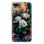 Apple iPhone 8 Plus White Roses Graffiti Wall Art Painting Hybrid Protective Phone Case Cover